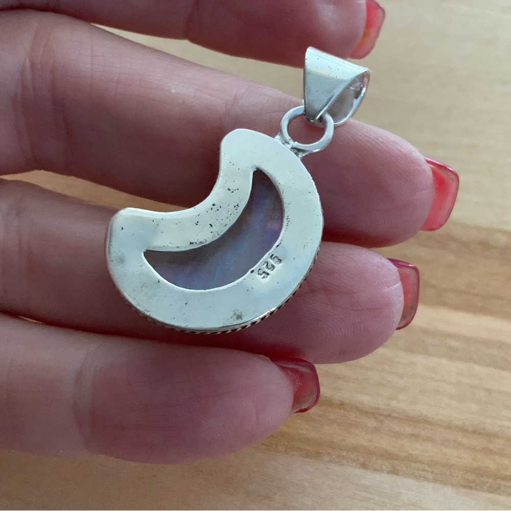 Moon Rainbow Moonstone Solid 925 Sterling Silver … - image 5